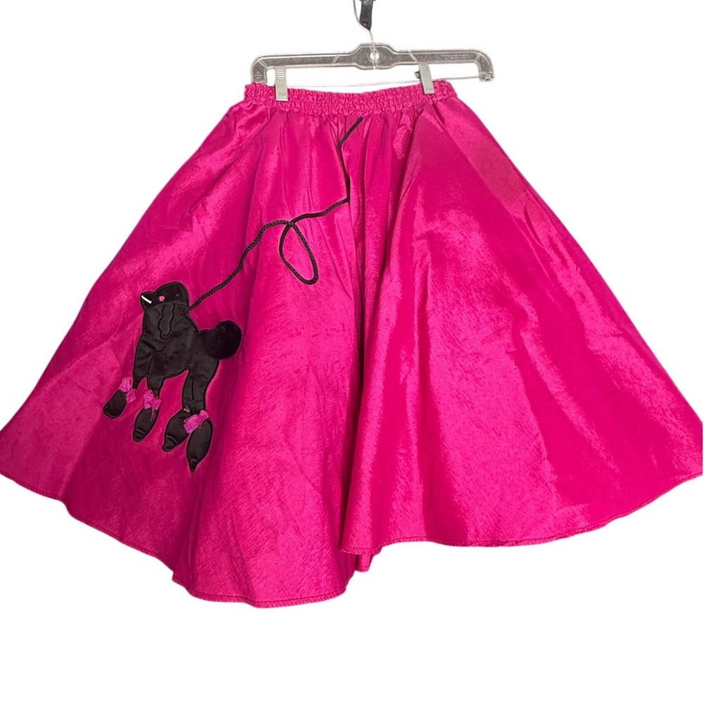 Hot Pink 1950s Poodle Skirt with Built-in Crinoline Retro Sock Hop Rockabilly